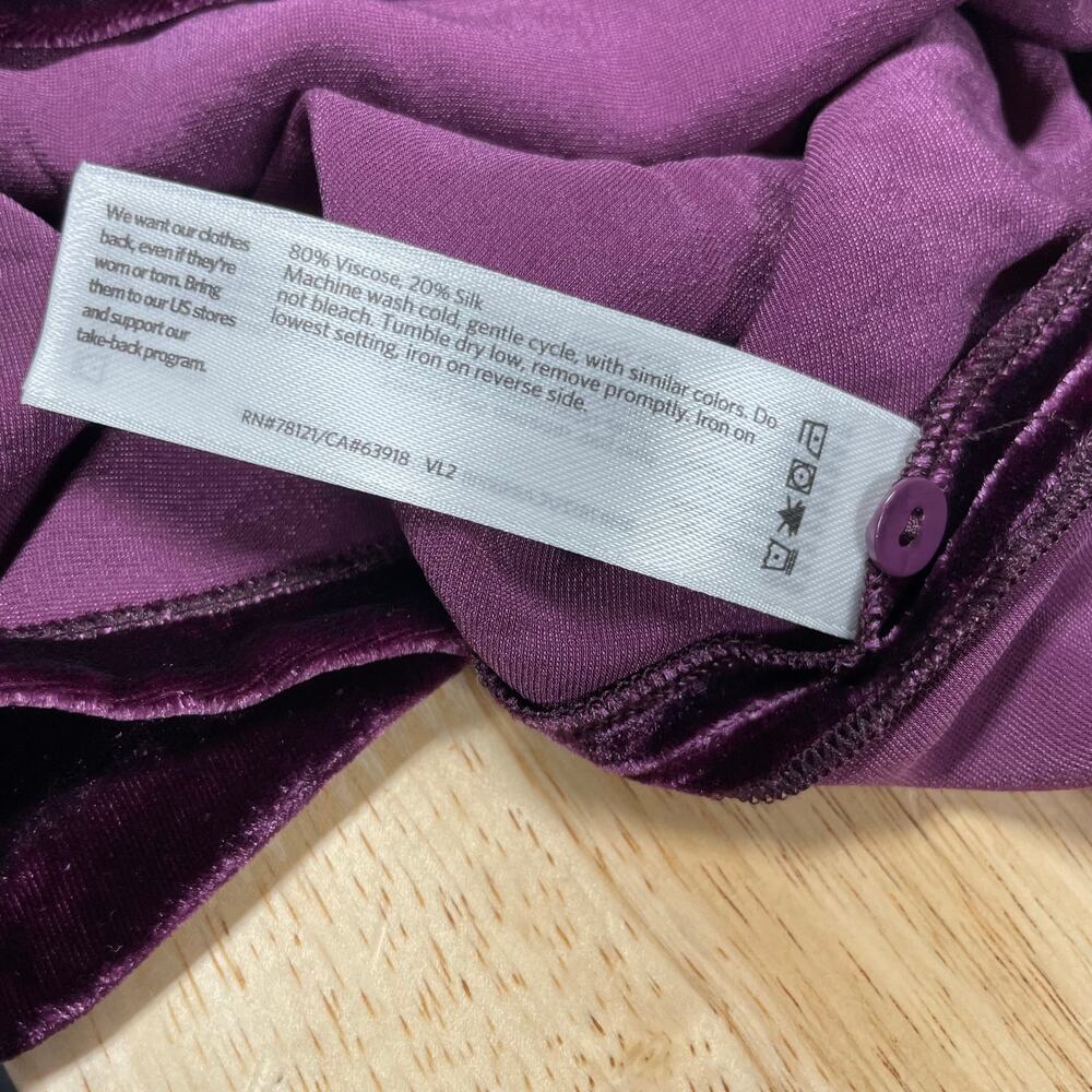 Eileen Fisher NWOT Velvet Crew Neck Dress Size S Purple Silk Blend Pockets Shift - Picture 8 of 12